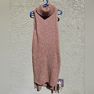 NWT Anthropologie Flowy Maxi Tunic Sweater Sleeveless Turtleneck